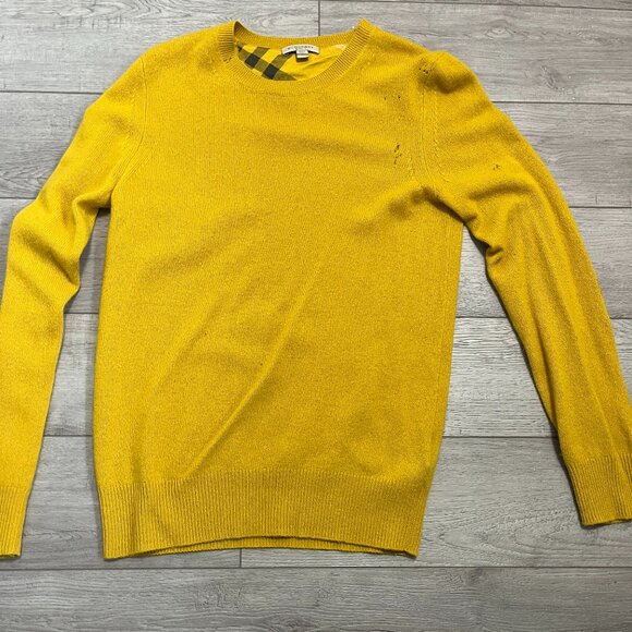Mens Burberry Brit Cashmere Sweater Elbow Patches Size S Small Has Imperfections - Picture 1 of 9